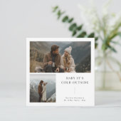 Baby Het is koud buiten Pas getrouwd 2 Foto Kerst Feestdagenkaart (Staand voorkant)