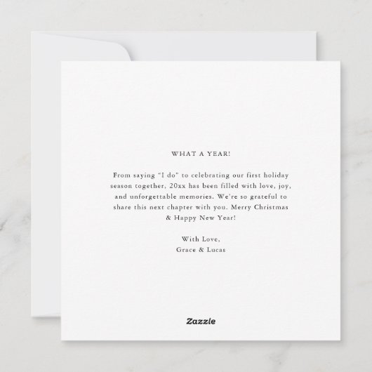 Baby Het is koud buiten Pas getrouwd 2 Foto Kerst Feestdagenkaart (Achterkant)