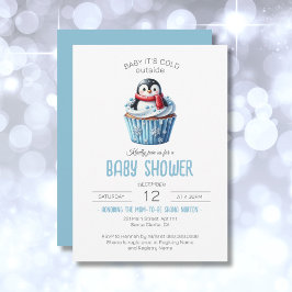 Baby Het is koud buiten Penguin Boy Baby shower Kaart
