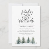 Baby het is koud buiten Pine Trees Baby shower Kaart (Voorkant)