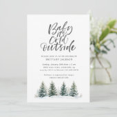 Baby het is koud buiten Pine Trees Baby shower Kaart (Staand voorkant)