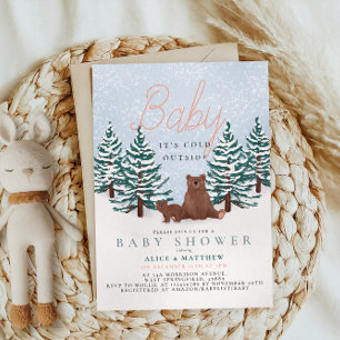 Baby Het is koud buiten Pine Trees Beer Baby showe Kaart