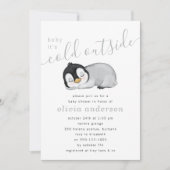 Baby Het is koud buiten pinguïn Baby shower Kaart (Voorkant)