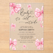 Baby Het is koud buiten Pink Bow Baby shower Acryl Uitnodigingen (Voorkant)