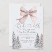 Baby Het is koud buiten Pink Bow Baby shower Kaart (Voorkant)
