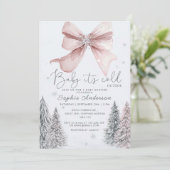 Baby Het is koud buiten Pink Bow Baby shower Kaart (Staand voorkant)