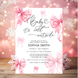 Baby Het is koud buiten Pink Bow Baby shower Kaart