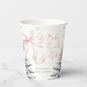 Baby Het is koud buiten Pink Bow Baby shower Papieren Bekers