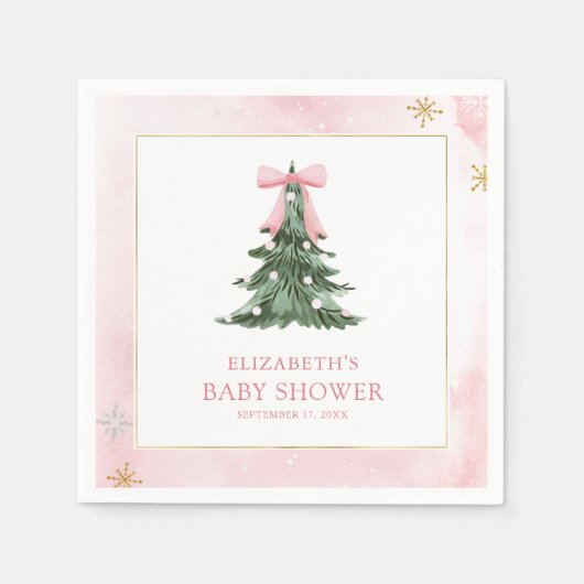 Baby Het is koud buiten Pink Bow Baby shower Servet (Voorkant)