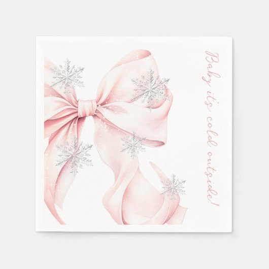 Baby Het is koud buiten Pink Bow Baby shower Servet (Voorkant)