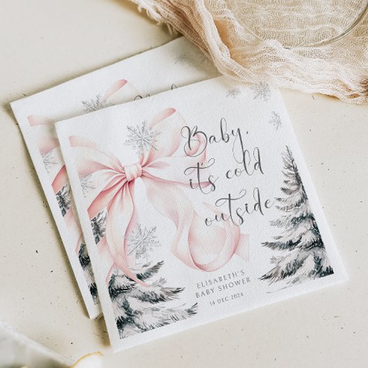 Baby Het is koud buiten Pink Bow Baby shower Servet