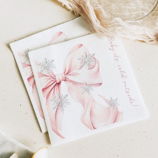 Baby Het is koud buiten Pink Bow Baby shower Servet