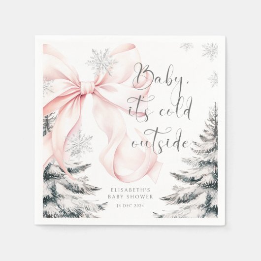 Baby Het is koud buiten Pink Bow Baby shower Servet (Voorkant)