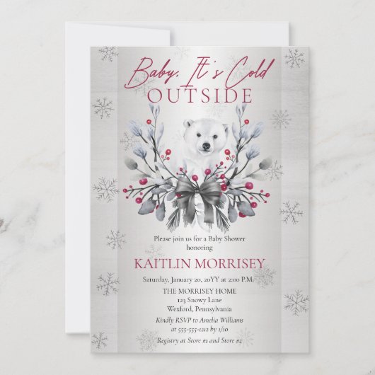 Baby Het is koud buiten Polair Beer Baby shower Kaart (Voorkant)