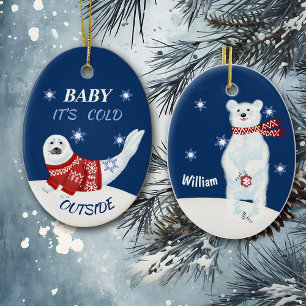Baby Het is koud buiten polardieren Keramisch Ornament