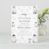 Baby Het is koud buiten potlood Penguin Baby showe Kaart (Staand voorkant)
