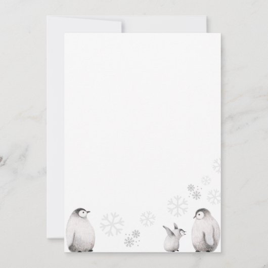 Baby Het is koud buiten potlood Penguin Baby showe Kaart (Achterkant)