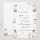 Baby Het is koud buiten potlood Penguin Baby showe Kaart (Voorkant / Achterkant)