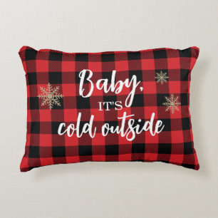 Baby Het is koud buiten Red Plaid Accent Kussen