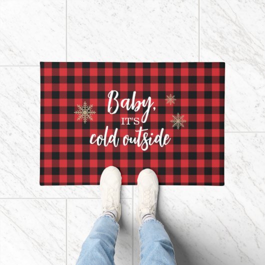 Baby Het is koud buiten Red Plaid Deurmat (Binnen)