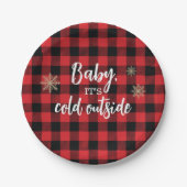 Baby Het is koud buiten Red Plaid Papieren Bordje (Voorkant)