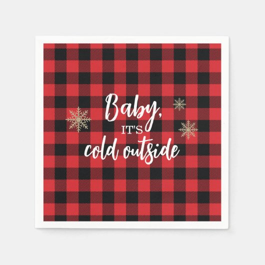 Baby Het is koud buiten Red Plaid Servet (Voorkant)