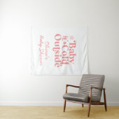 Baby Het is koud buiten Retro Baby shower Welkom Wandkleed (In Situ (horizontaal))