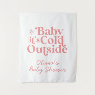 Baby Het is koud buiten Retro Baby shower Welkom Wandkleed