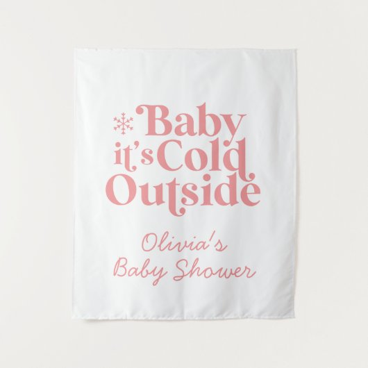 Baby Het is koud buiten Retro Baby shower Welkom Wandkleed (Voorkant)