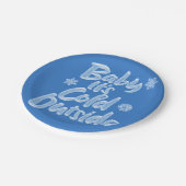 Baby Het is koud buiten Retro Blue Frozen Christma Papieren Bordje (Gekanteld)