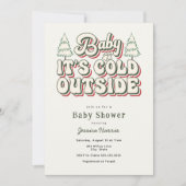 Baby Het is koud buiten Retro Winter Baby shower Kaart (Voorkant)