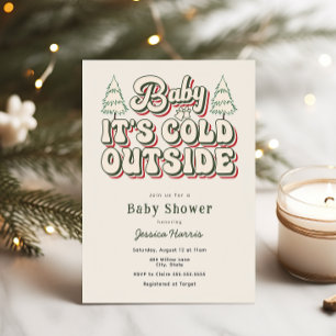 Baby Het is koud buiten Retro Winter Baby shower Kaart
