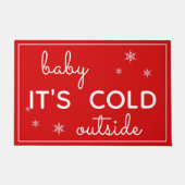 Baby Het is koud buiten rood en wit Deurmat (Voorkant)