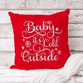 Baby het is koud buiten Rood Script Vakantiedag Kussen
