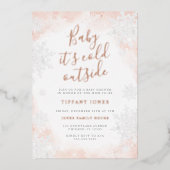 Baby het is koud buiten Roze Baby shower Folie Uitnodiging (Voorkant)