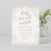 Baby het is koud buiten Roze Baby shower Folie Uitnodiging (Staand Voorkant)