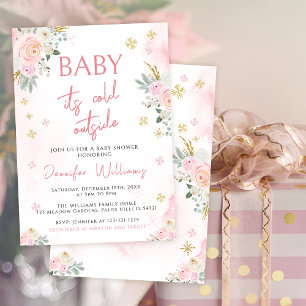 Baby Het is koud buiten roze baby shower uitnodigi Kaart
