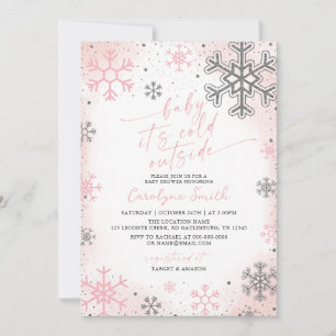 Baby het is koud buiten Roze baby shower uitnodigi Kaart