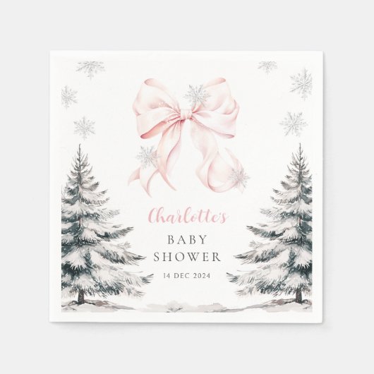 Baby Het is koud Buiten Roze Bow Baby shower serve Servet (Voorkant)