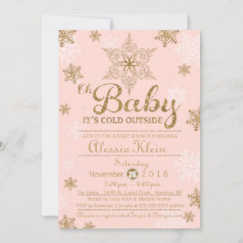 Baby Het is Koud Buiten, Roze & Gold Baby shower Kaart