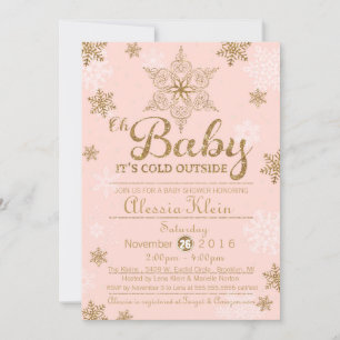 Baby Het is Koud Buiten, Roze & Gold Baby shower Kaart