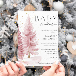 Baby het is koud buiten roze goud meisje baby show kaart