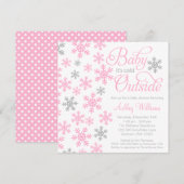 Baby Het is koud buiten Roze Grijze Baby shower Kaart (Voorkant / Achterkant)