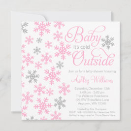 Baby Het is koud buiten Roze Grijze Baby shower Kaart