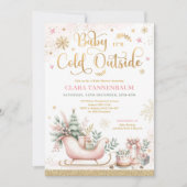 Baby Het is koud buiten roze kerst Baby shower Kaart (Voorkant)