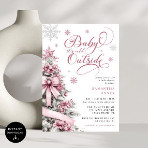Baby het is koud buiten roze kerst Baby shower Kaart