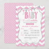 Baby Het is koud buiten roze koppels Douche Uitnod Kaart (Voorkant / Achterkant)