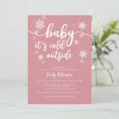 Baby Het is koud buiten | Roze Meisje Baby shower Kaart (Staand voorkant)