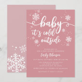 Baby Het is koud buiten | Roze Meisje Baby shower Kaart (Voorkant / Achterkant)
