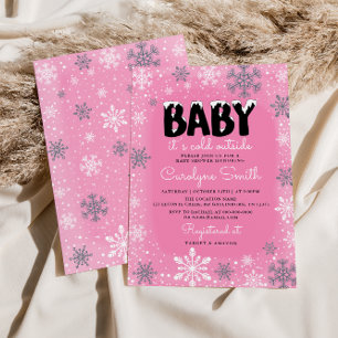 Baby Het is koud buiten roze meisje Baby shower Kaart